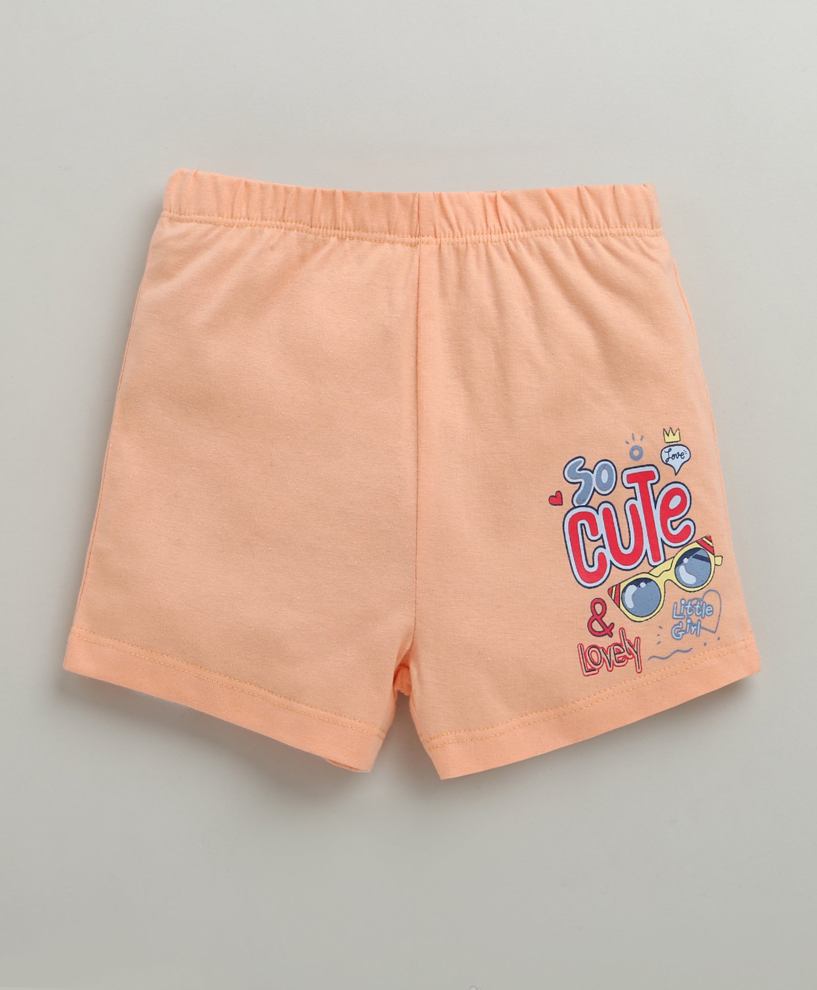BUMZEE Powder Blue & Peach Girls Shorts Pack Of 2