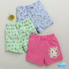 BUMZEE Green & Pink Girls Shorts Pack Of 3
