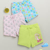 BUMZEE Blue & Green Girls Shorts Pack Of 3