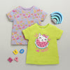 BUMZEE Lime Green & Lavender Girls Half Sleeves Cotton T-Shirts Pack Of 2