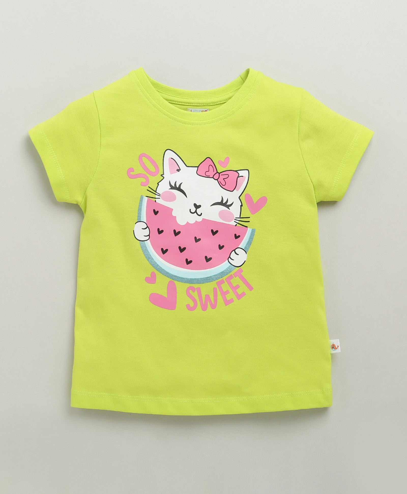 BUMZEE Lime Green & Lavender Girls Half Sleeves Cotton T-Shirts Pack Of 2