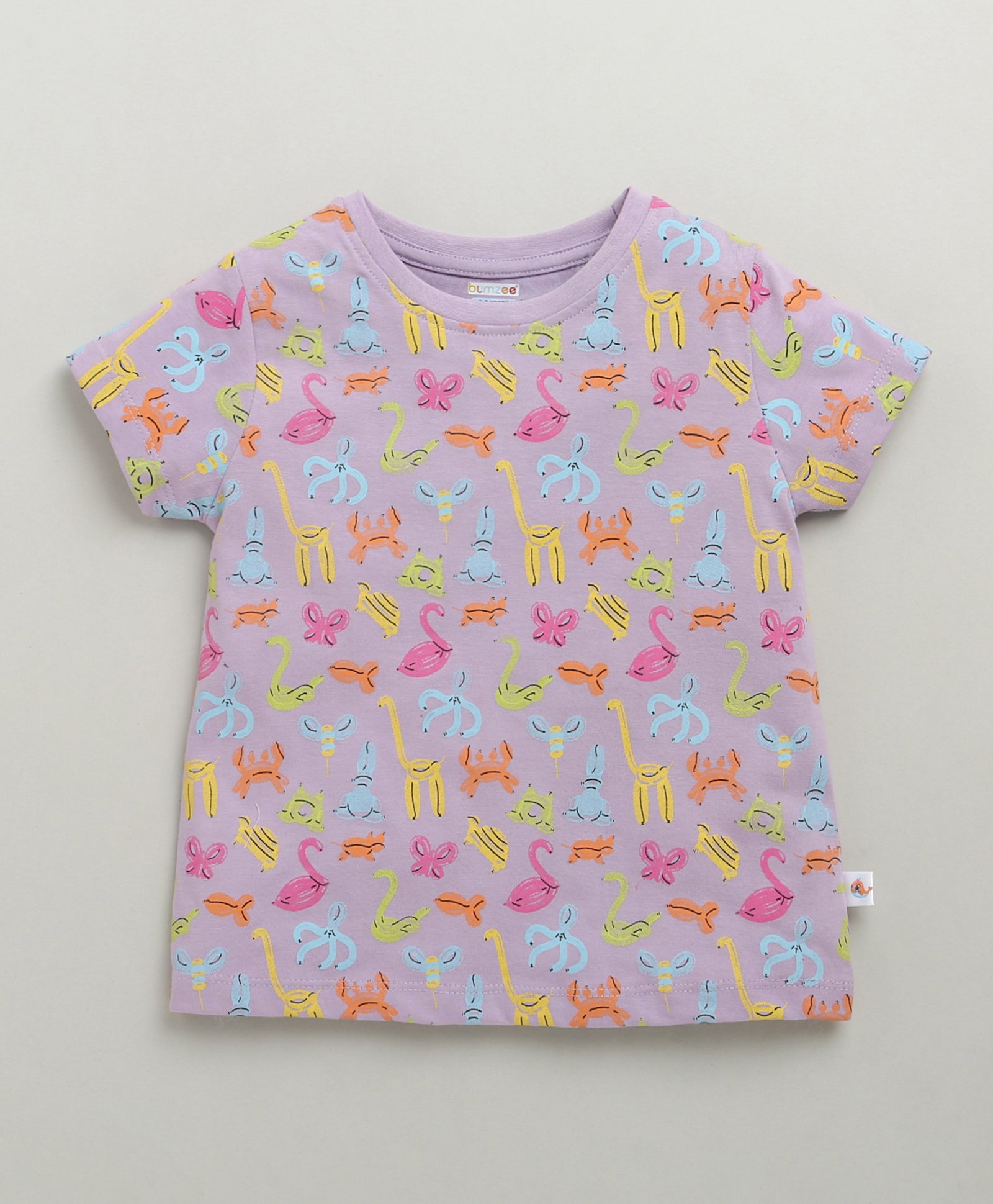 BUMZEE Lime Green & Lavender Girls Half Sleeves Cotton T-Shirts Pack Of 2