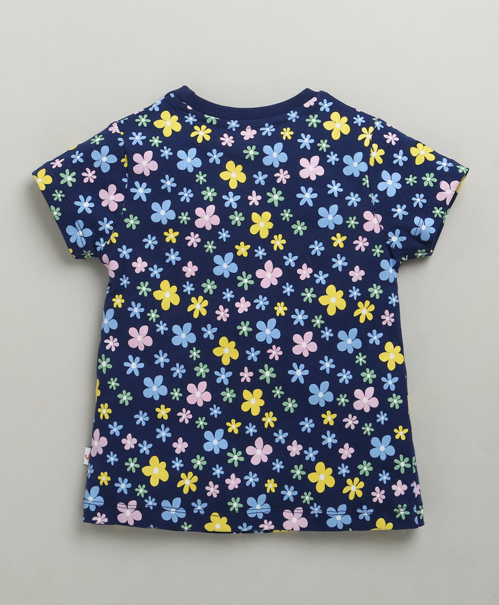 BUMZEE Navy & Peach Girls Half Sleeves Cotton T-Shirts Pack Of 2