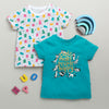 BUMZEE Blue & White Girls Half Sleeves Cotton T-Shirts Pack Of 2