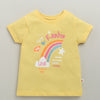 BUMZEE Pink & Yellow Girls Half Sleeves Cotton T-Shirts Pack Of 2