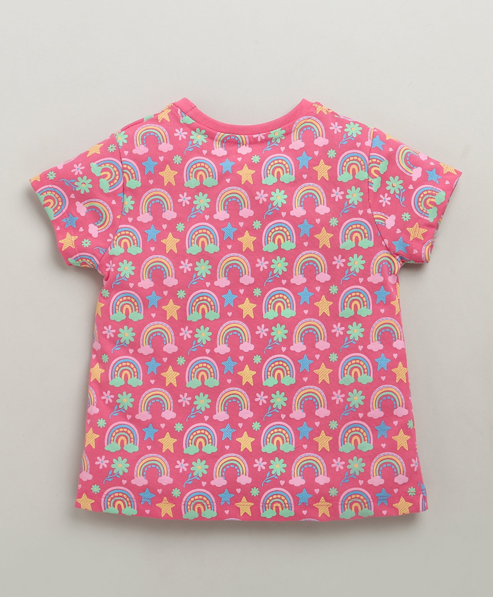 BUMZEE Pink & Yellow Girls Half Sleeves Cotton T-Shirts Pack Of 2