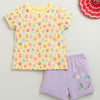 BUMZEE Yellow & Lavender Girls Half Sleeves T-Shirt & Short Set