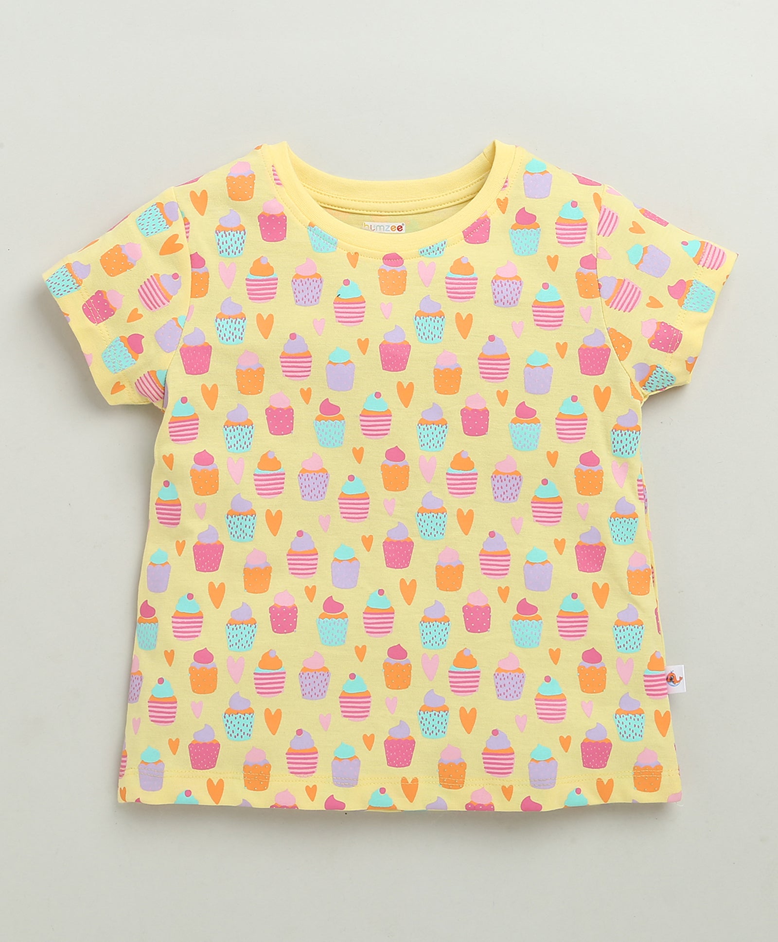 BUMZEE Yellow & Lavender Girls Half Sleeves T-Shirt & Short Set