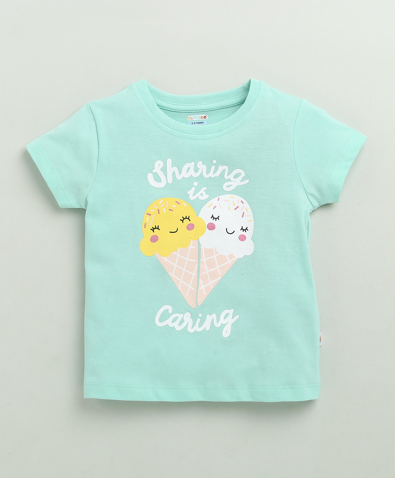 BUMZEE Mint Green Girls Half Sleeves T-Shirt & Short Set