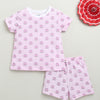 Girls 100% Cotton Animal T-Shirt & Short Set - White & Pink