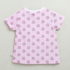 Girls 100% Cotton Animal T-Shirt & Short Set - White & Pink