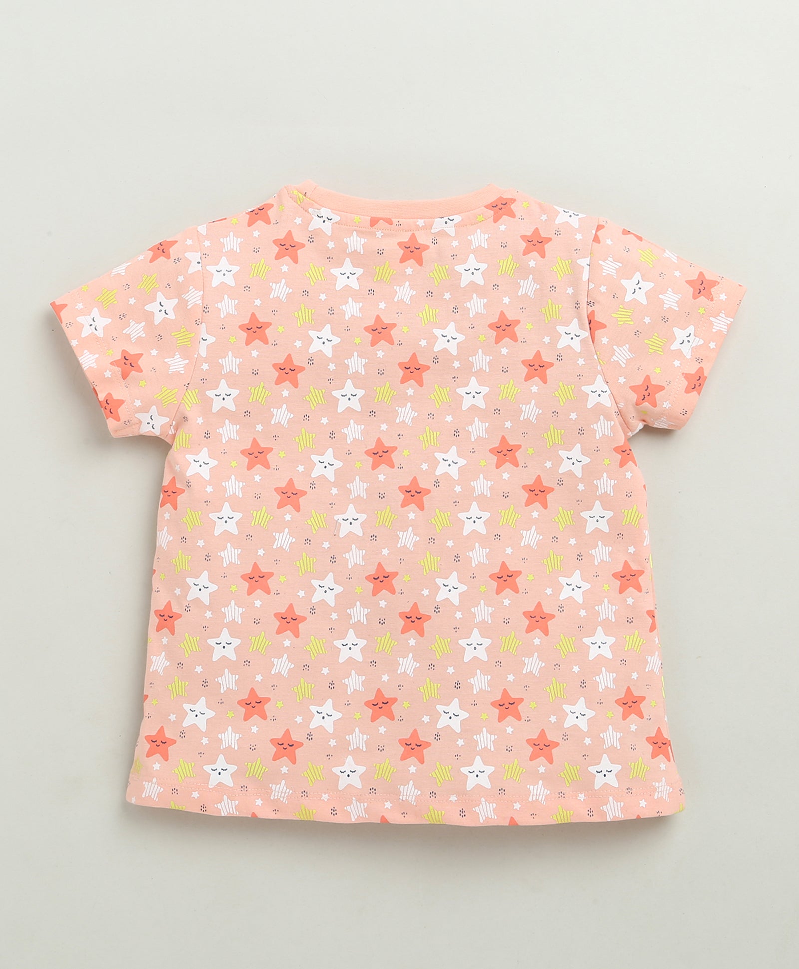 BUMZEE Peach & Navy Girls Half Sleeves T-Shirt & Short Set