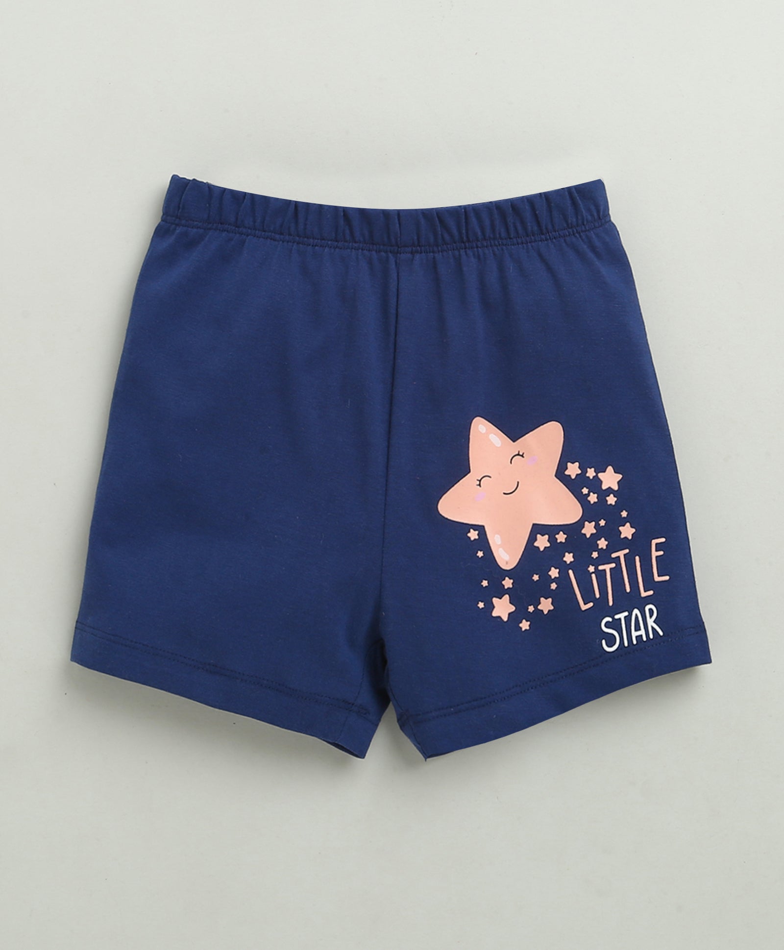 BUMZEE Peach & Navy Girls Half Sleeves T-Shirt & Short Set