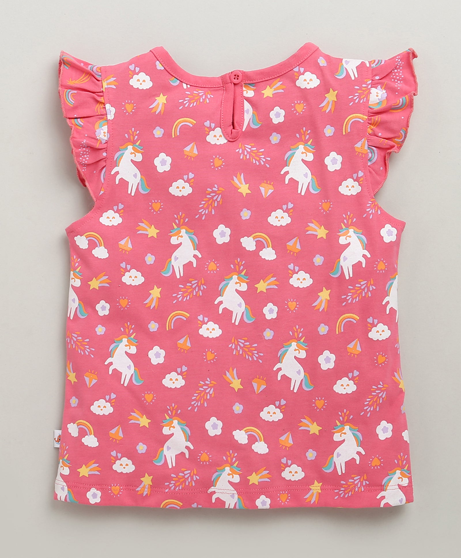 BUMZEE Pink & Yellow Girls Cap Sleeves T-Shirt & Short Set