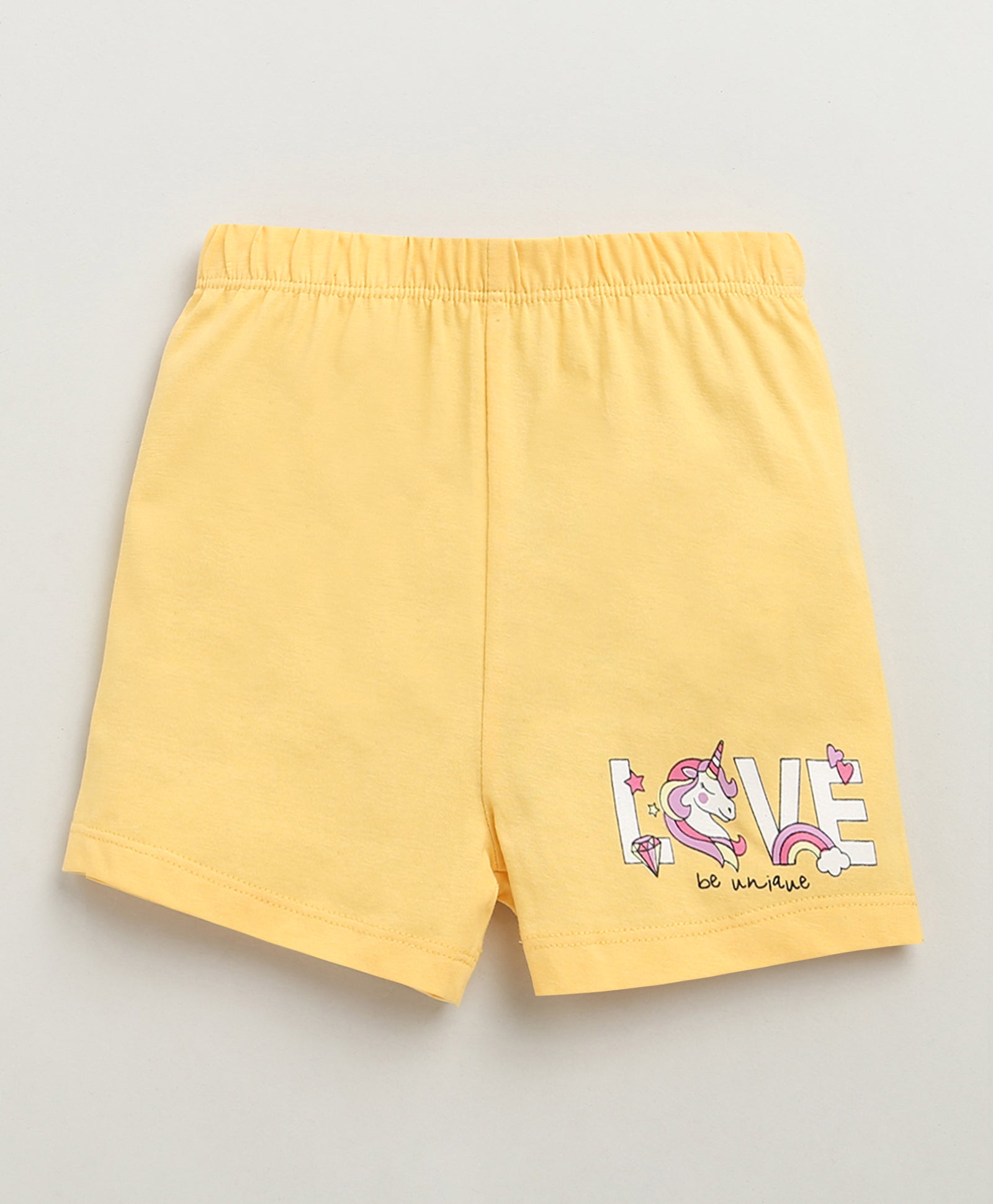 BUMZEE Pink & Yellow Girls Cap Sleeves T-Shirt & Short Set