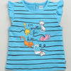 BUMZEE Blue & White Girls Cap Sleeves T-Shirt & Short Set
