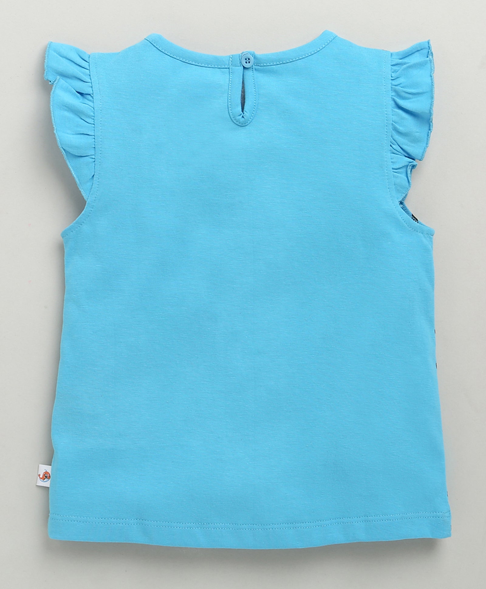 BUMZEE Blue & White Girls Cap Sleeves T-Shirt & Short Set