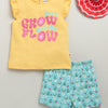 BUMZEE Mint & Yellow Girls Cap Sleeves T-Shirt & Short Set