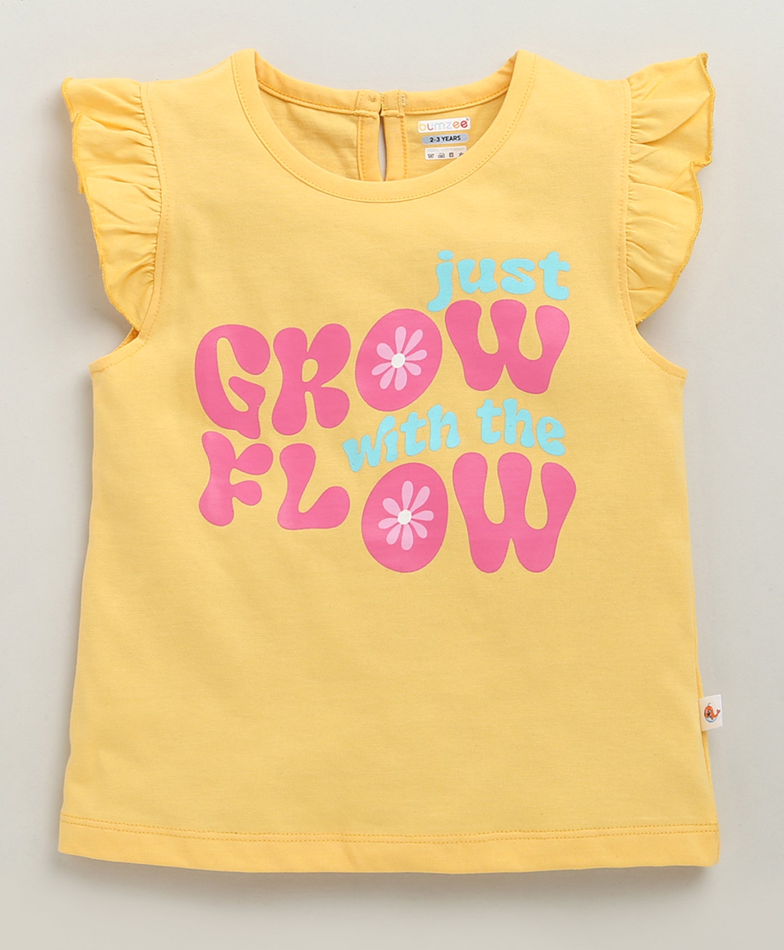 BUMZEE Mint & Yellow Girls Cap Sleeves T-Shirt & Short Set