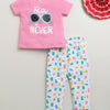 Girls 100% Cotton Animal T-Shirt & Pyjama Set - Pink & White