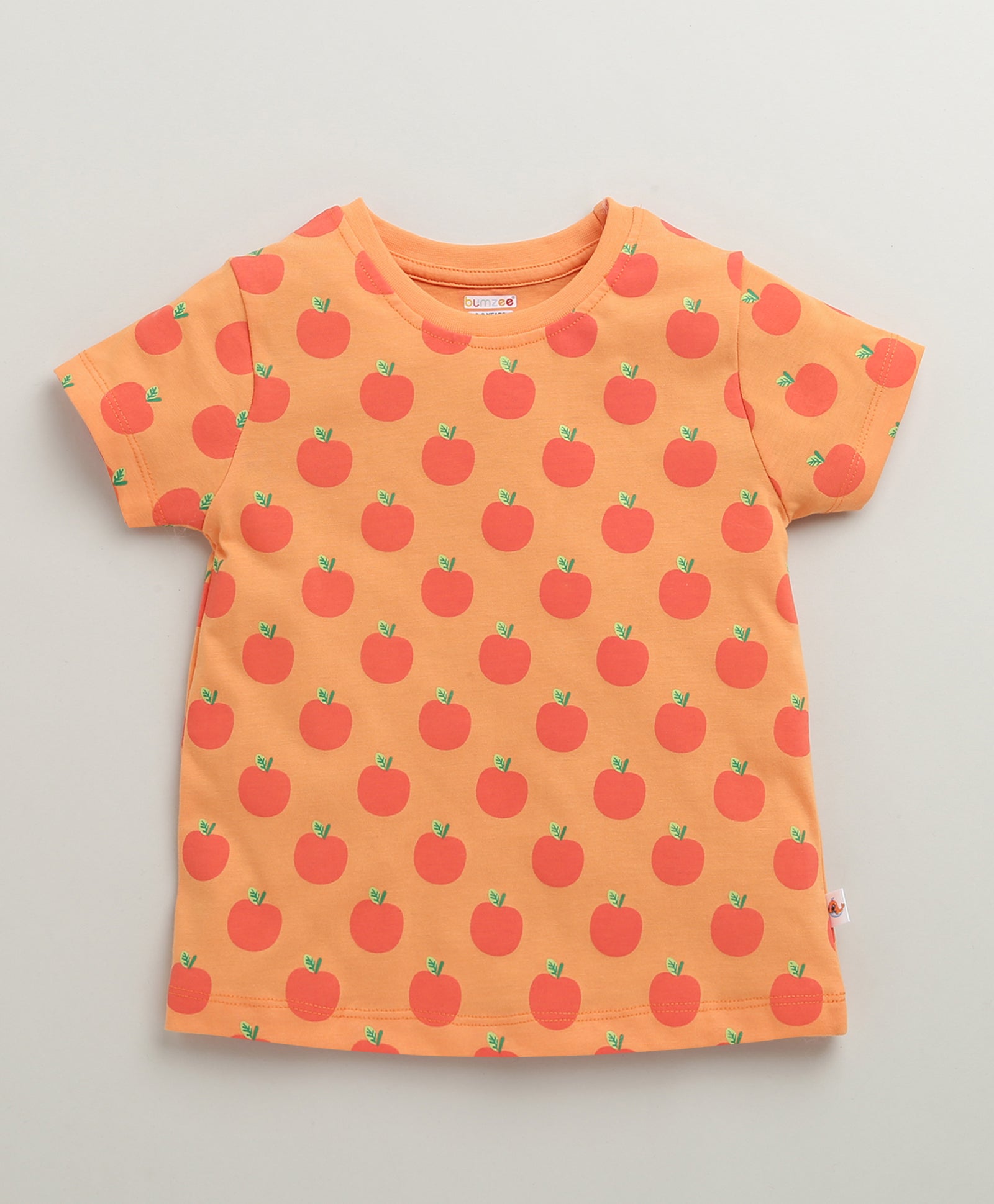 Girls 100% Cotton Graphic T-Shirt & Pyjama Set - Peach
