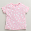 Girls 100% Cotton Graphic T-Shirt & Pyjama Set - Baby Pink & Blue