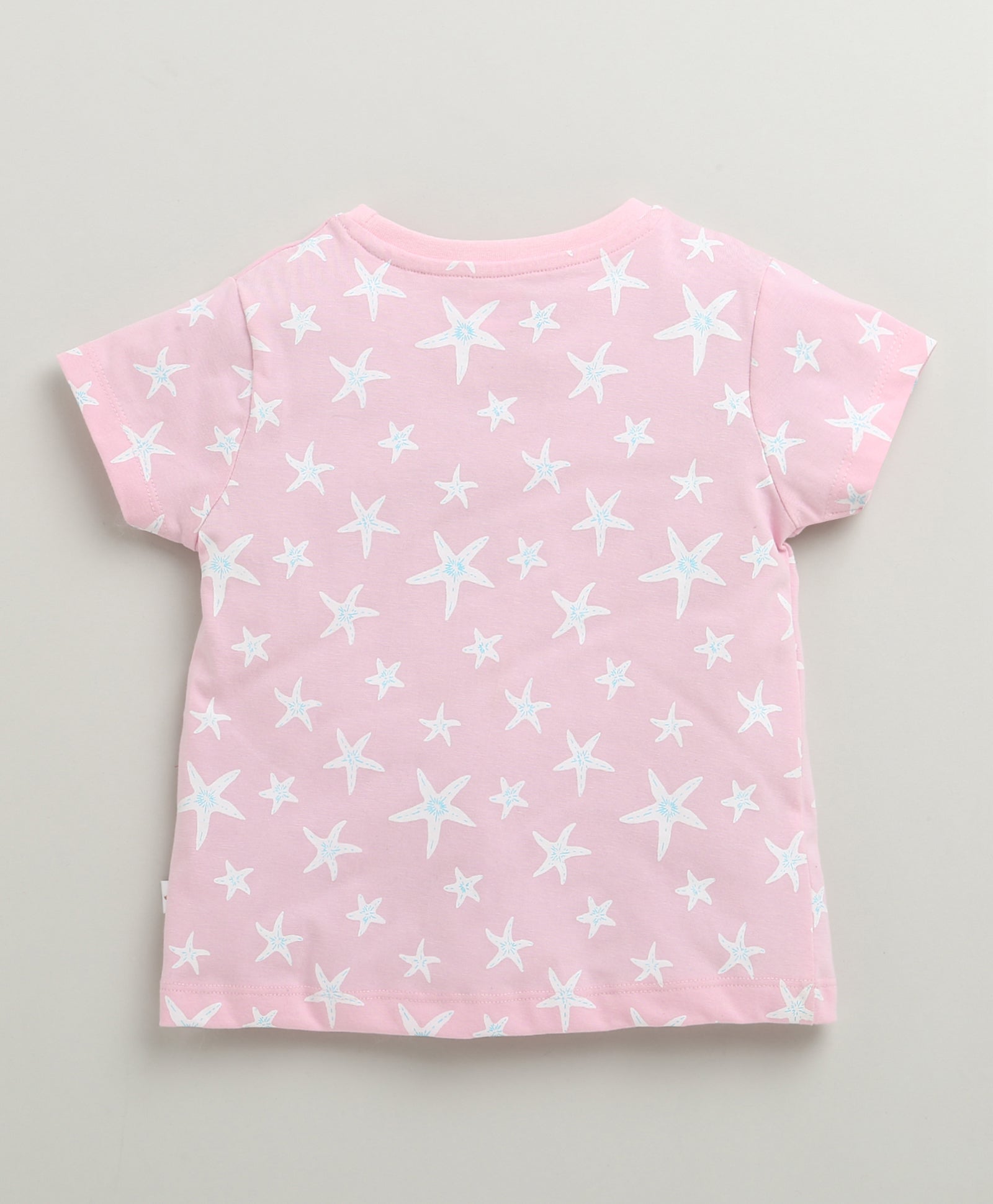 Girls 100% Cotton Graphic T-Shirt & Pyjama Set - Baby Pink & Blue