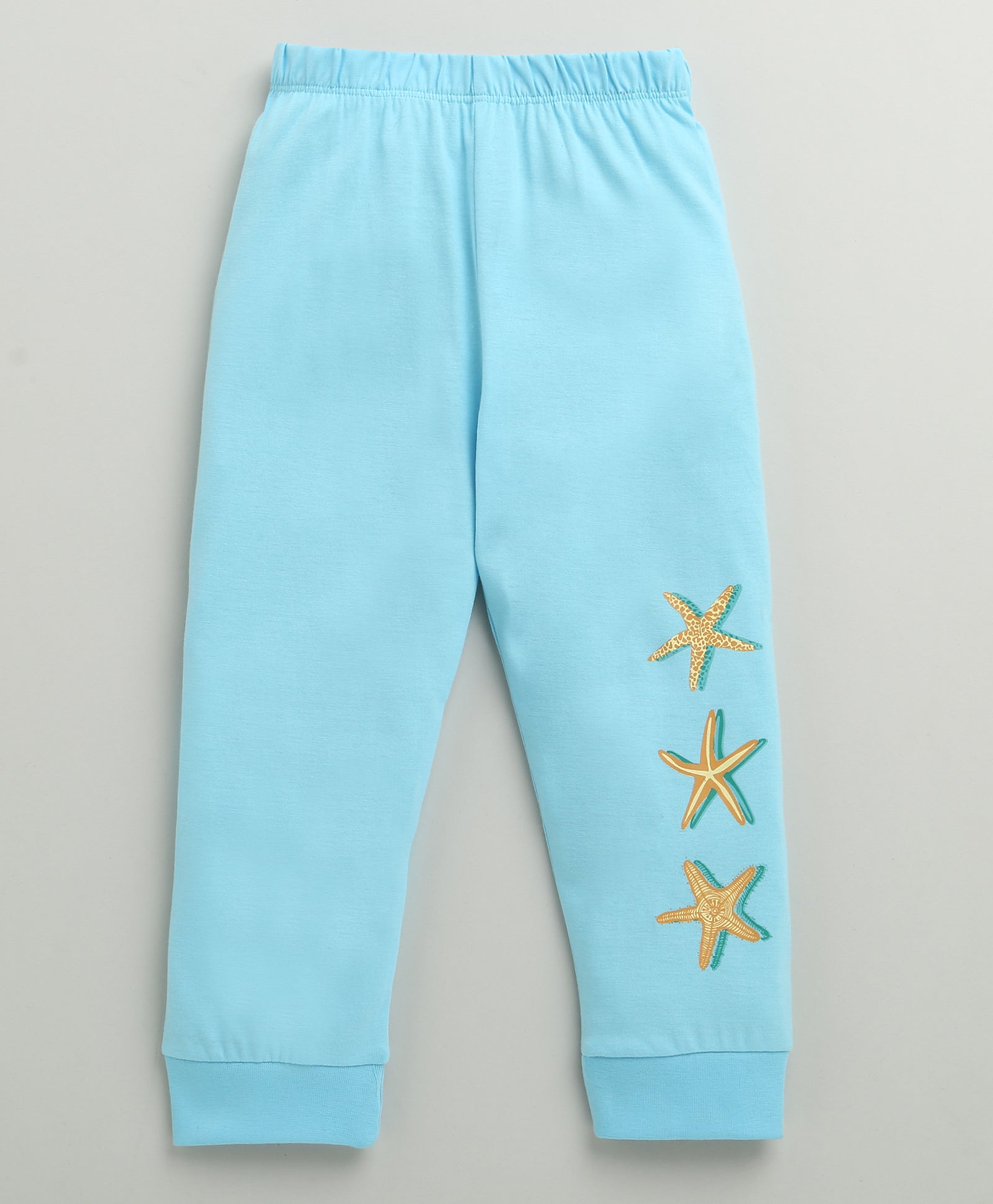 Girls 100% Cotton Graphic T-Shirt & Pyjama Set - Baby Pink & Blue