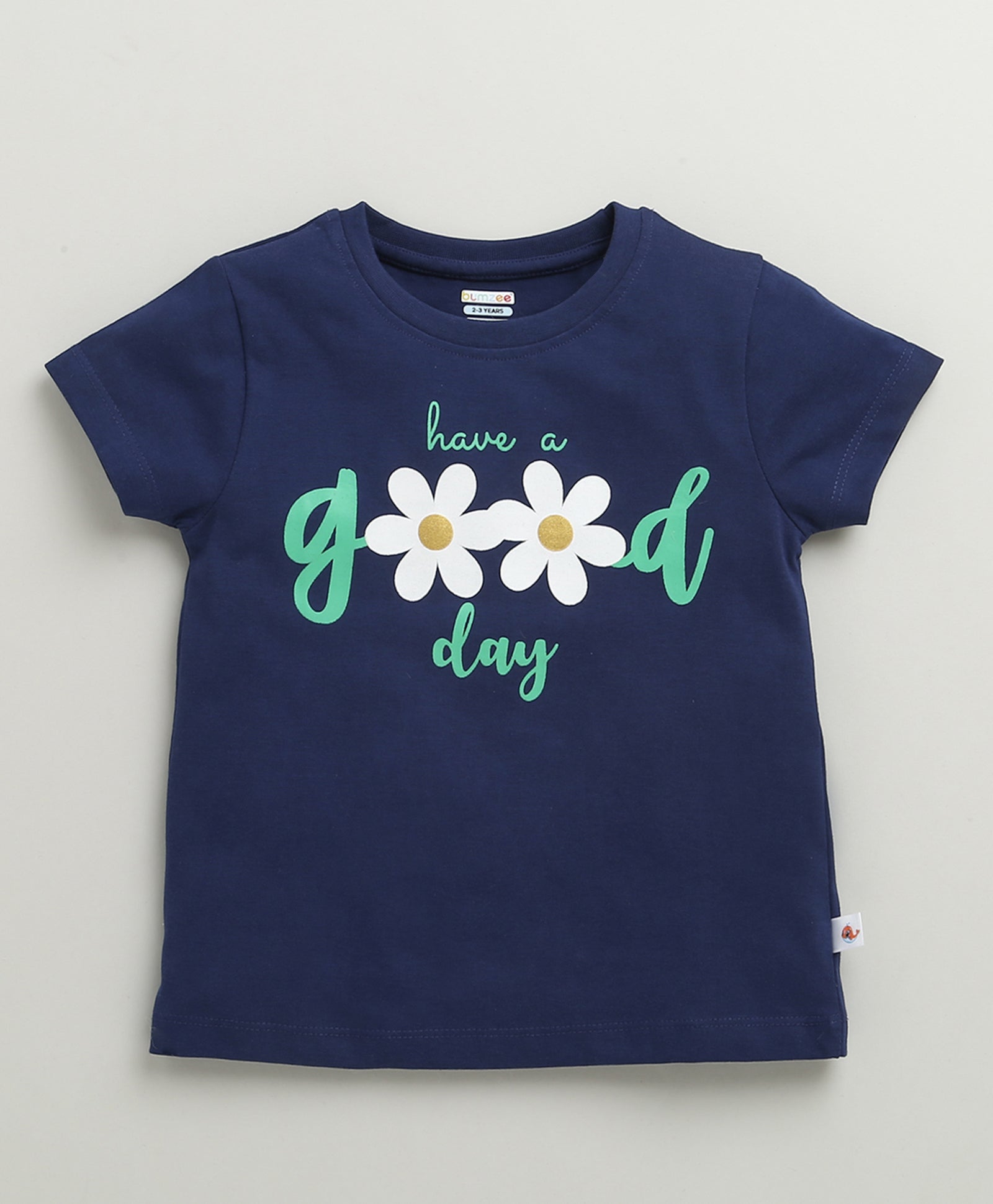 Girls 100% Cotton Floral T-Shirt & Pyjama Set - Mint Green & Navy