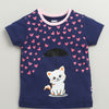 Girls 100% Cotton Animal T-Shirt & Pyjama Set - Navy & Pink