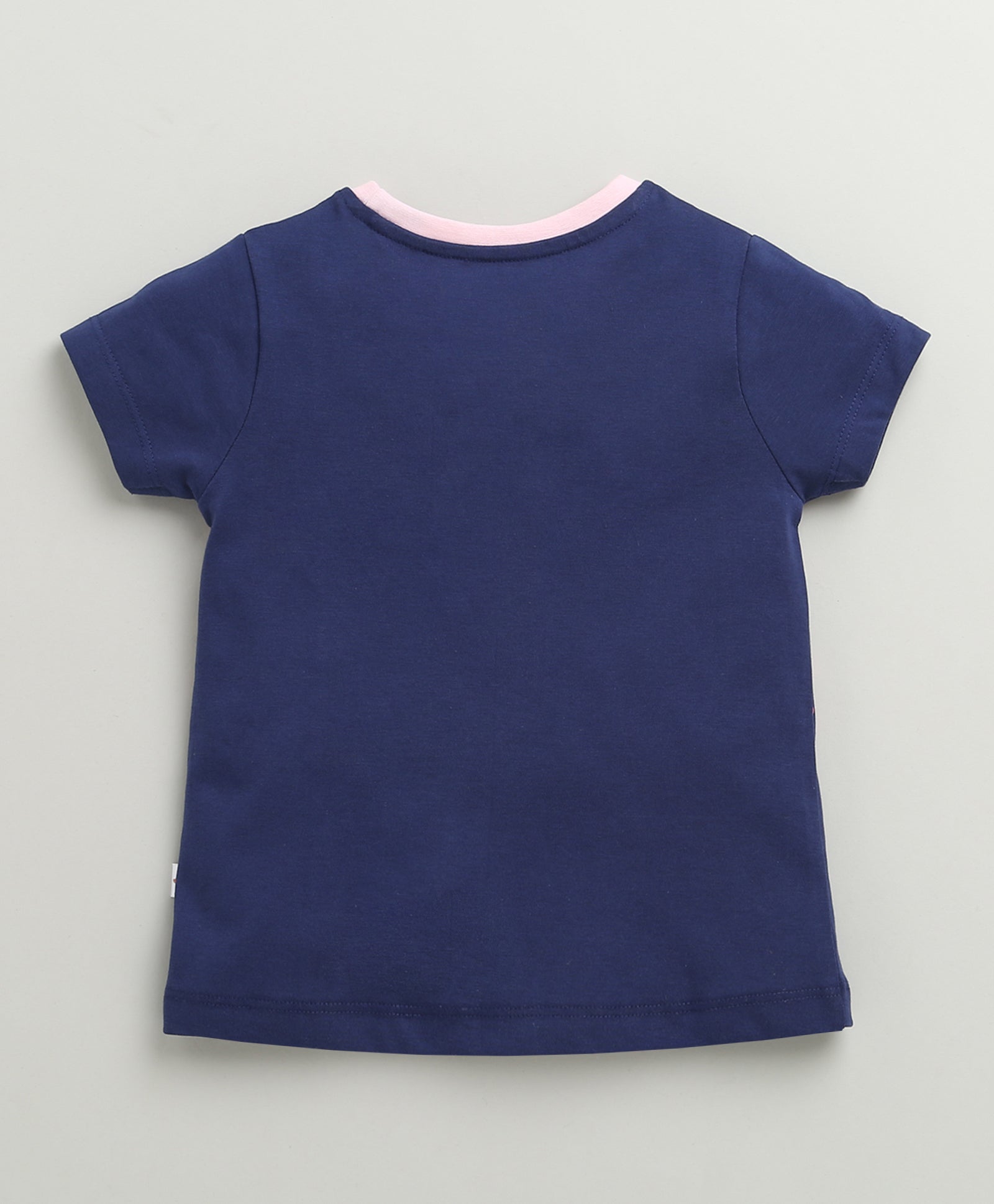 Girls 100% Cotton Animal T-Shirt & Pyjama Set - Navy & Pink
