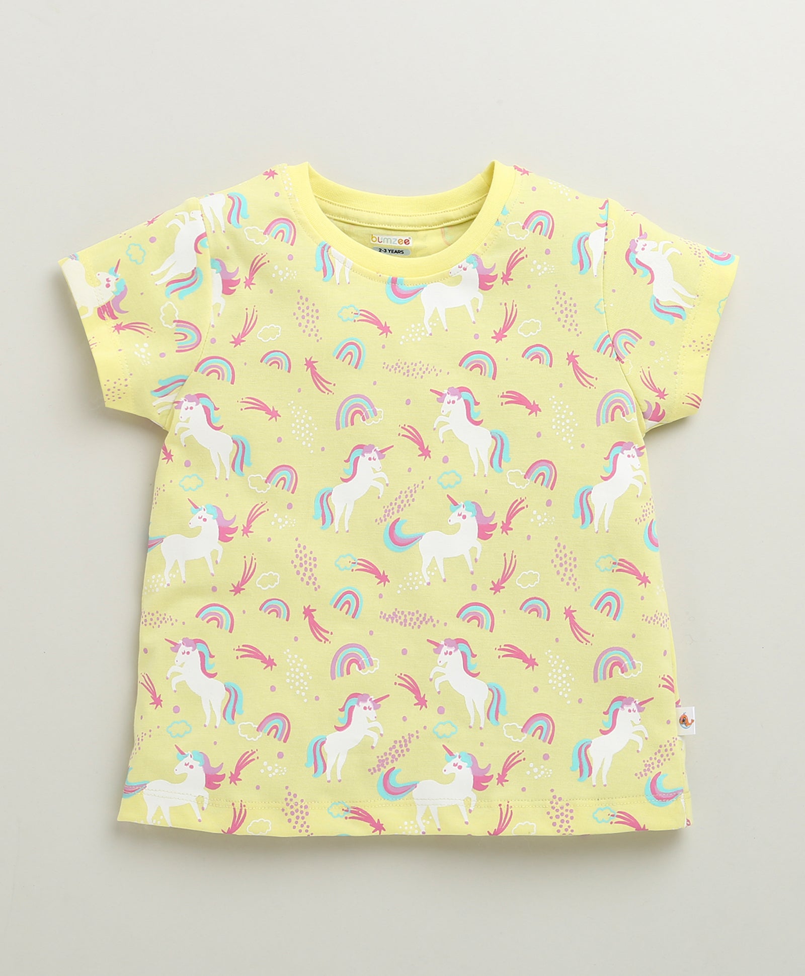 Girls 100% Cotton Animal T-Shirt & Pyjama Set - Yellow