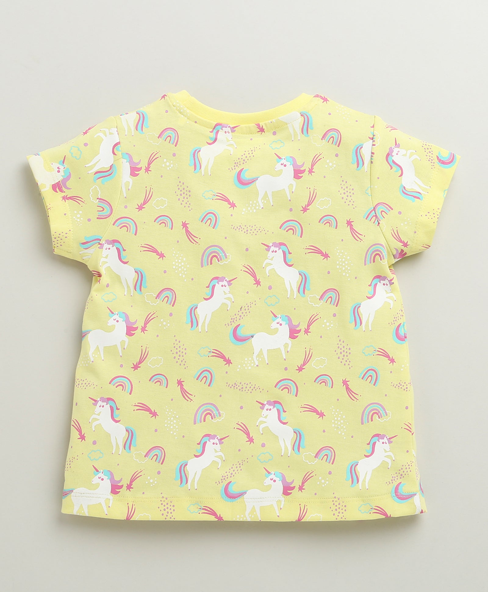 Girls 100% Cotton Animal T-Shirt & Pyjama Set - Yellow