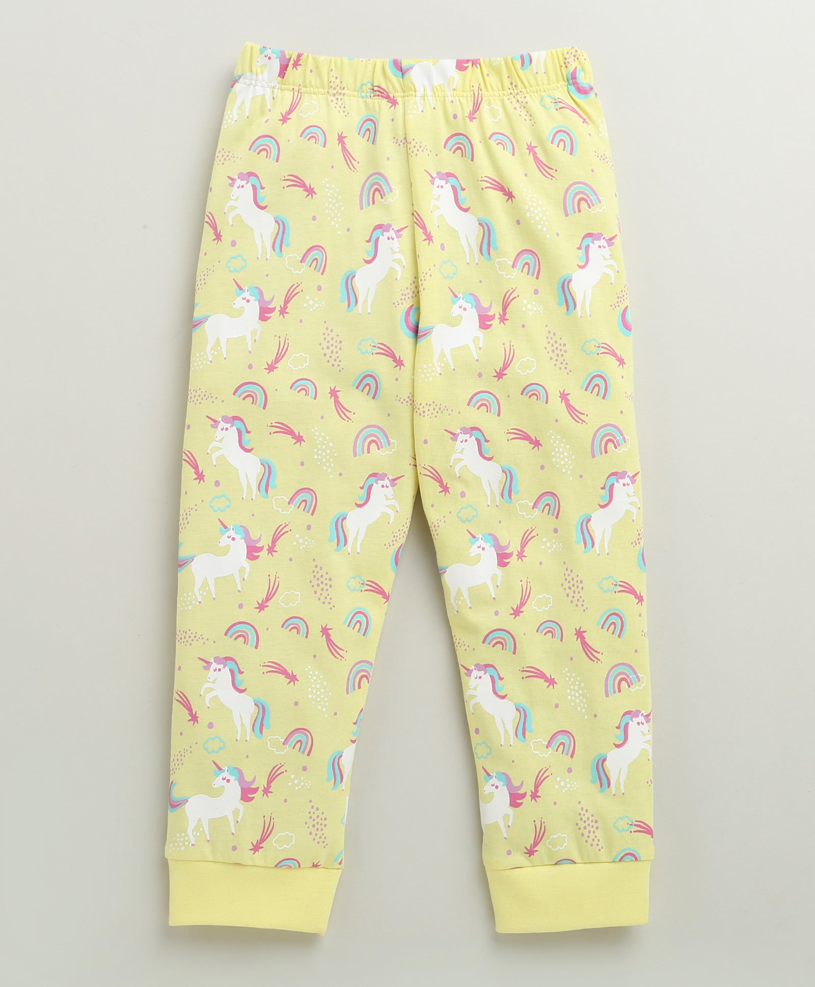 Girls 100% Cotton Animal T-Shirt & Pyjama Set - Yellow