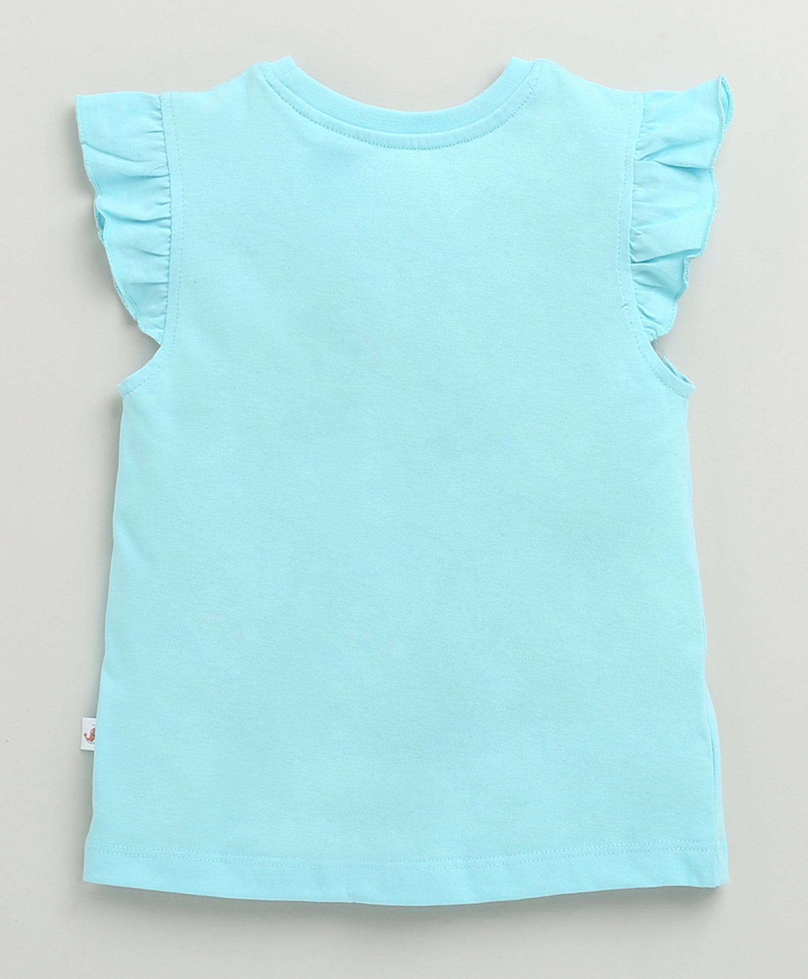 Girls 100% Cotton Graphic T-Shirt & Capri Set - Sky Blue