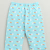 Girls 100% Cotton Graphic T-Shirt & Capri Set - Sky Blue
