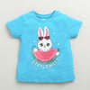 Girls 100% Cotton Animal T-Shirt & Capri Set - Blue & Yellow
