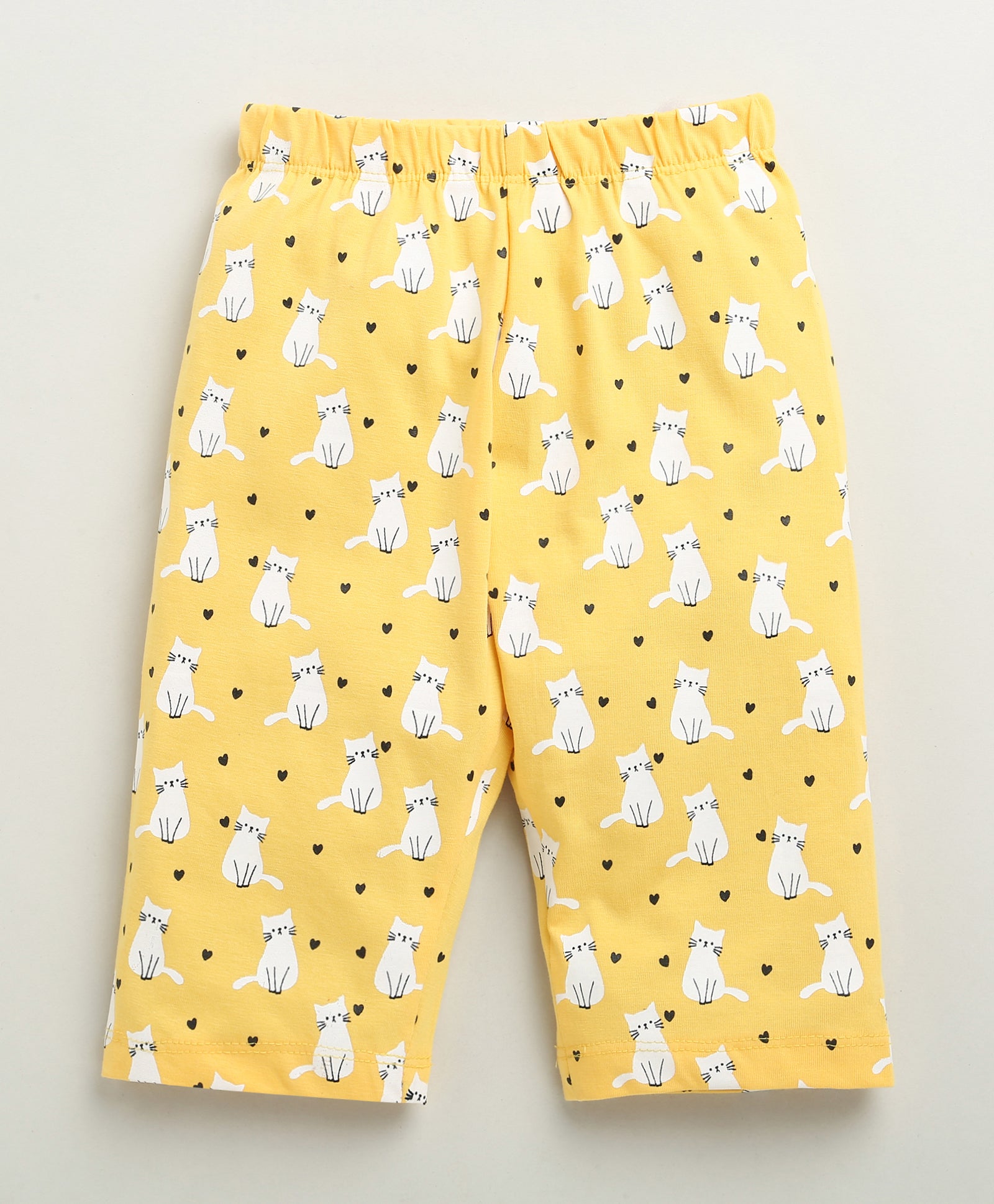 Girls 100% Cotton Animal T-Shirt & Capri Set - Blue & Yellow