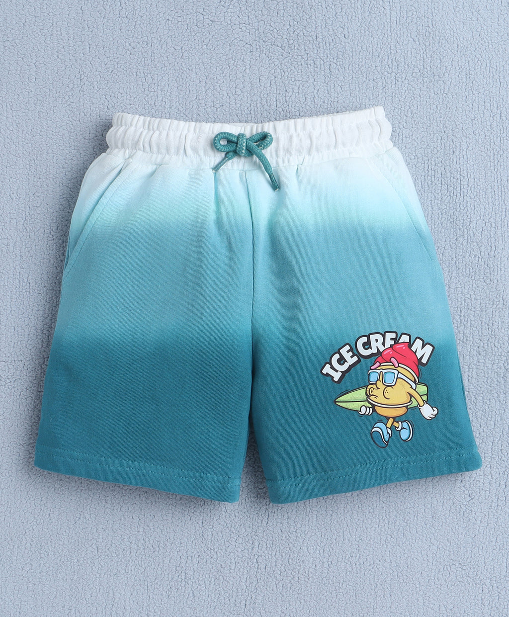 Bumzee Teal Tie & Dye Shorts, 100% Cotton
