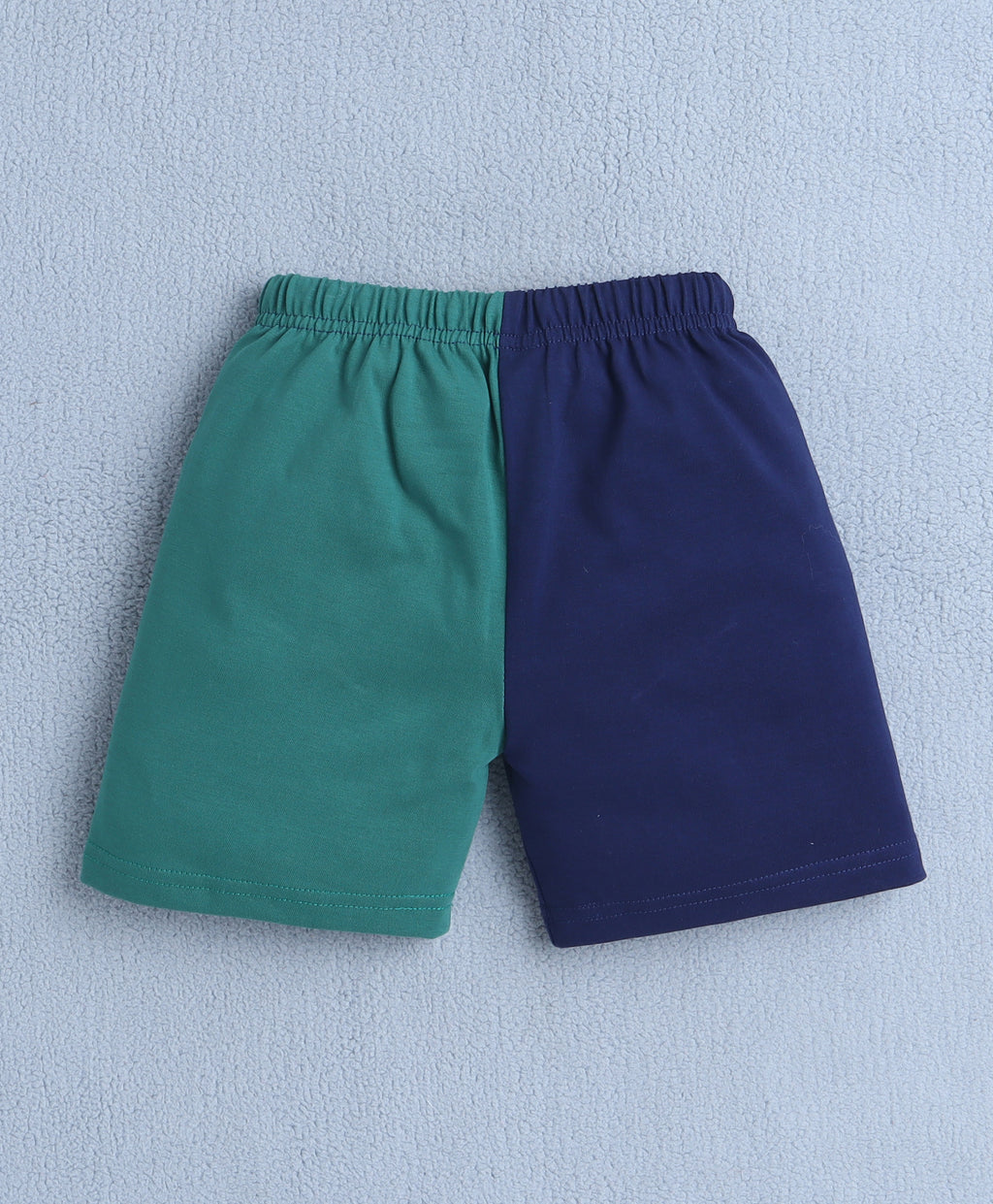 Bumzee Navy & Green Colourblock T-Shirt & Short Set, Half Sleeves, 100% Cotton