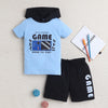 BUMZEE Sky Blue & Black Boys Half Sleeves T-Shirt & Short Set