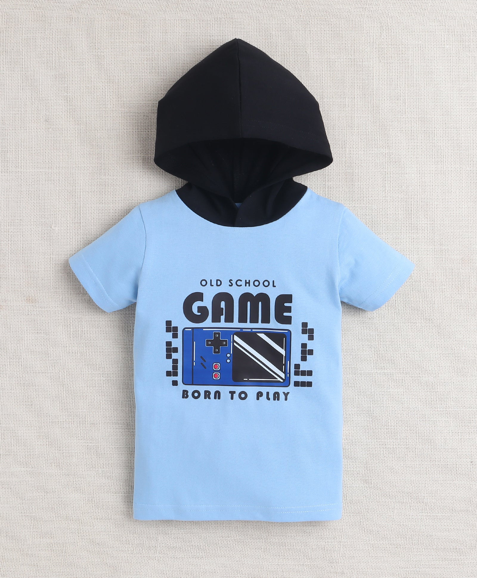 BUMZEE Sky Blue & Black Boys Half Sleeves T-Shirt & Short Set