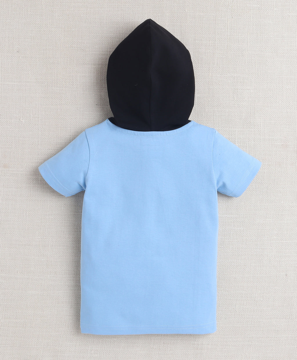 Bumzee Sky Blue & Black Graphic Print T-Shirt & Short Set, Half Sleeves