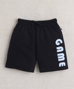 Bumzee Sky Blue & Black Graphic Print T-Shirt & Short Set, Half Sleeves