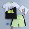 BUMZEE White & Green Boys Half Sleeves T-Shirt & Short Set