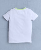 Bumzee White & Green Colourblock T-Shirt & Short Set, Half Sleeves, 100% Cotton