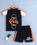Bumzee Black Tie & Dye T-Shirt & Short Set, Half Sleeves, 100% Cotton