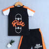 Boys 100% Cotton Graphic T-Shirt & Short Set - Black