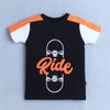 Boys 100% Cotton Graphic T-Shirt & Short Set - Black