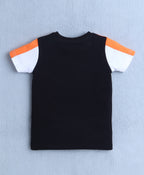Bumzee Black Graphic Print T-Shirt & Short Set, Half Sleeves, 100% Cotton